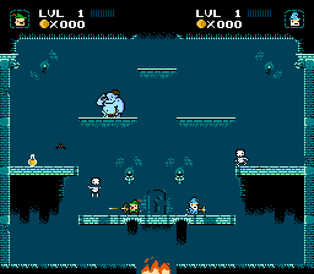 The archer and the wizard in the prototype’s first dungeon